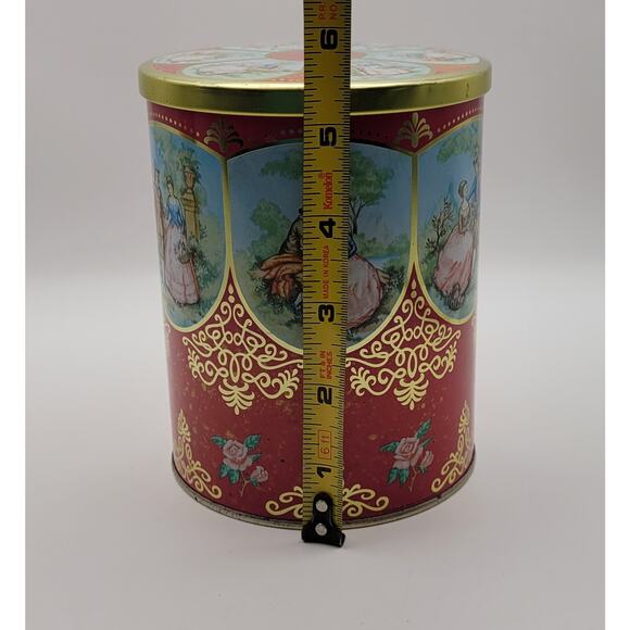 Mid Century Vintage Container / Red Gold Decorative Candy Tin / Made In England - Picture 11 of 16
